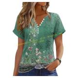 Soesdemo Womens Short Rolled Sleeve V-Neck Top