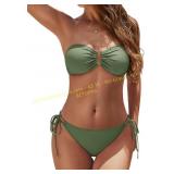 Sz Large YACUN Women Strapless Bandeau Bikini Set