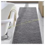 LOCHAS Bath Rug Shaggy 24x60, Gray, Non-Slip