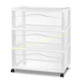 Sterilite Wide 3-Drawer Plastic Cart, White