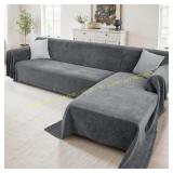 L-Shaped Sectional Couch Cover, Dark Gray