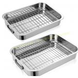 Stainless Roasting Pan with Rack 15.5/13"