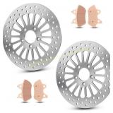 2Pcs 11.5" Front Brake Rotors and pads for Harley