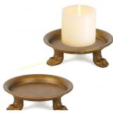 NIKKY HOME Gold Clawfoot Candle Holders Set 2