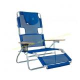 3-in-1 Blue Aluminum Folding Beach Chair