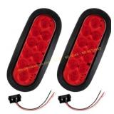 6 Inch Oval LED Trailer Tail Lights, 2 pcs red