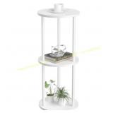 11.8" Round Drink Table - 3-Tier, White