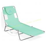 Outdoor Folding Recliner Chaise, Teal