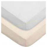 American Baby Co 2-Pack Crib sheets, green & beige