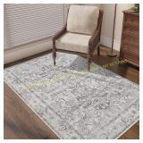 JINCHAN 3x5 Taupe Vintage Floral Indoor Rug