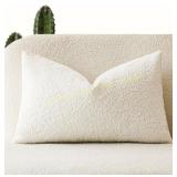 Foindtower Boucle Pillow Covers 12x20 White