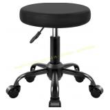 KKTONER Round Rolling Stool, Adjustable Black