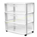 HOMZ 3-Tier Drawer Tower with Wheels, White