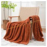 Puncuntex Burnt Orange Throw 50x60 3D Jacquard