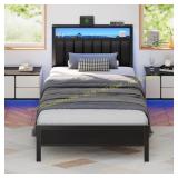 Furnulem Twin Bed Frame with Charging Station