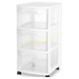 Plastic Storage Drawer Cart 3-Drawers, White
