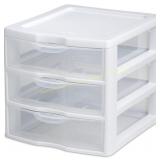 Sterilite 3-Drawer Desktop Unit, Clear/White