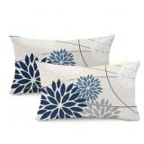 DFXSZ Blue Gray Floral Outdoor Pillow Covers