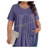 Tencede Womens Plus Size Short Sleeve Tunic 4X