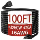 Black 125V Outdoor Extension Cord, 100 ft