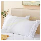 Vonty Ruffled Pillowcases 20x26, White, 2