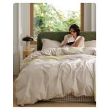 Bedsure 100% Washed Cotton Duvet King Oatmeal