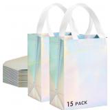 RACETOP Iridescent Gift Bags 15 Pcs 8x4x10"