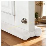 Velvet Door Draft Stopper, 30-36" White
