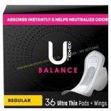 U by Kotex Balance Ultra Thin Pads with Wings