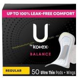 U by Kotex Balance Ultra Thin Pads with Wings