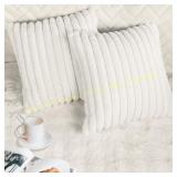 2 Pack 14x14 Velvet Pillow Covers White