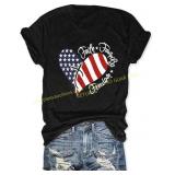 American Flag Shirt for Women USA Flag Tee