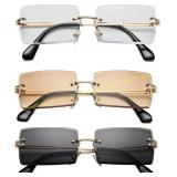 Rectangle Sunglasses Rimless Square Eyewear