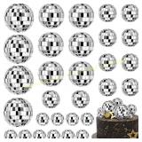 JOERSH 30 PCS Disco Ball Cake Topper, 4 Sizes