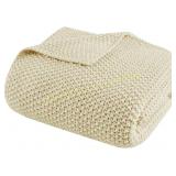 INKIVY Bree Knit Throw Ivory 50x60