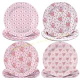 LemonRoad 8 Pcs Floral Salad Plates 8" Set