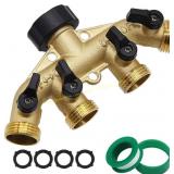 Twinkle Star 4-Way Brass Garden Hose Splitter