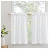RYB HOME Cafe Curtains 24" for Kitchen Window