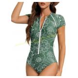 Sz L Trends One-Piece Rash Guard Swimsuit