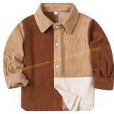 Toddler Boys Corduroy Button Down Shirt Blue/Brown