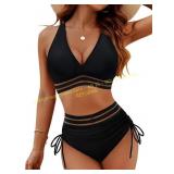 Blooming Jelly Women High Waisted Bikini Sets, Lar
