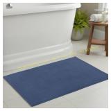 Blue Cotton Woven Bath Mat