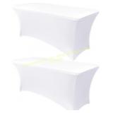Obstal 6ft Spandex Table Cover - 2 Pack, White