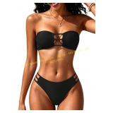 Tainehs Bandeau Bikini Set Cutout Swimsuit