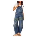 PLNOTME Womens Denim Bib Overalls with Pockets SzS