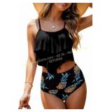 Adisputent Womens High Waisted Tankini SzM