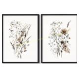 2Pc Watercolor Botanical Art 12x16 Inch