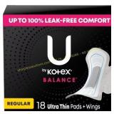 U by Kotex Balance Ultra Thin Pads with Wings