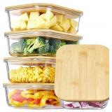 Vtopmart 5-Pack Glass Storage Containers, 35oz