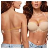 Sz 34B Strapless Bra with Clear Back Bralette